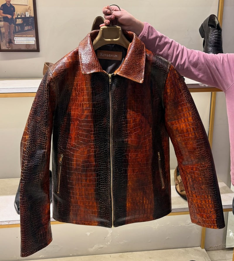 2026 Men's Crocodile Leather Jacket