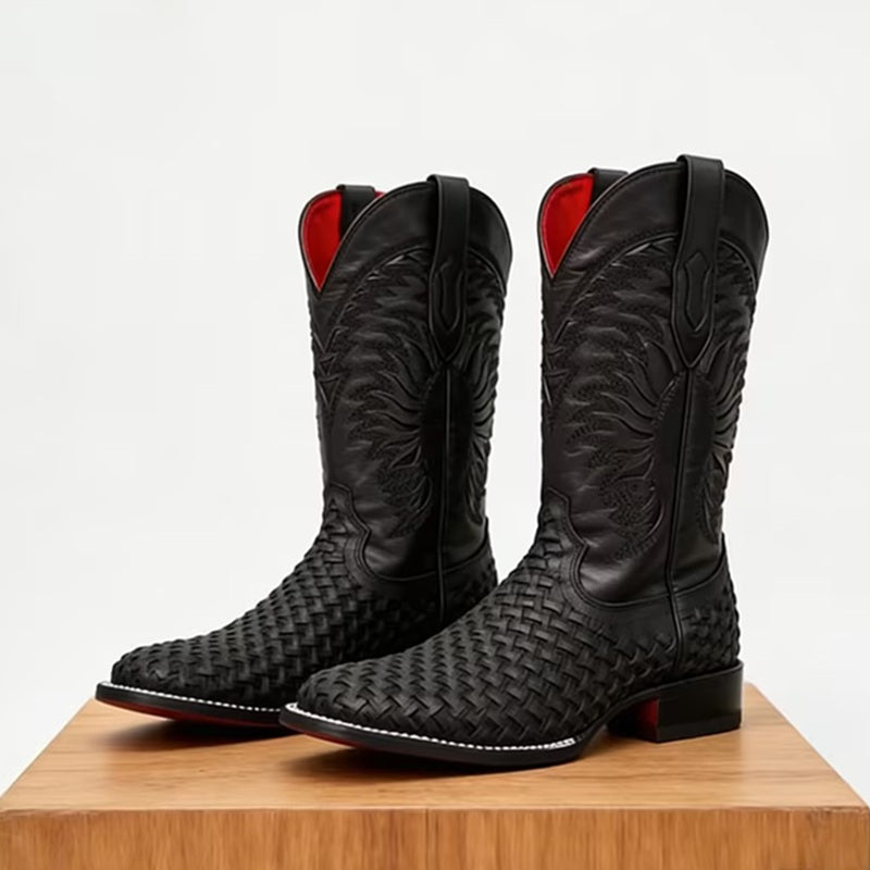 Black Weave Cowboy Boots