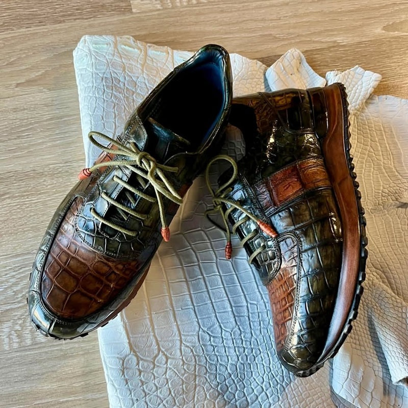 Terra Crocodile-embossed Leather Sneakers