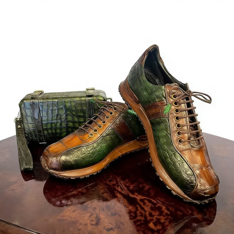 Aether Crocodile-embossed Hybrid Sneakers