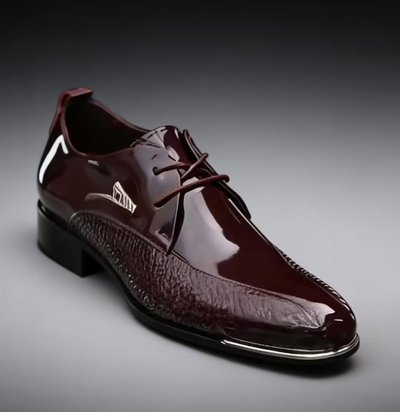 Men's Burgundy Patent Leather Formal Dress Shoes