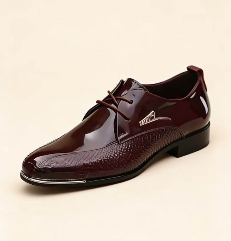 Men's Burgundy Patent Leather Formal Dress Shoes