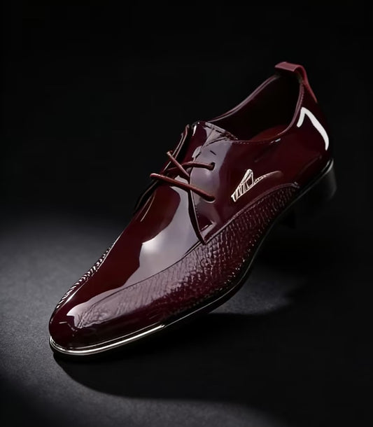 Men's Burgundy Patent Leather Formal Dress Shoes