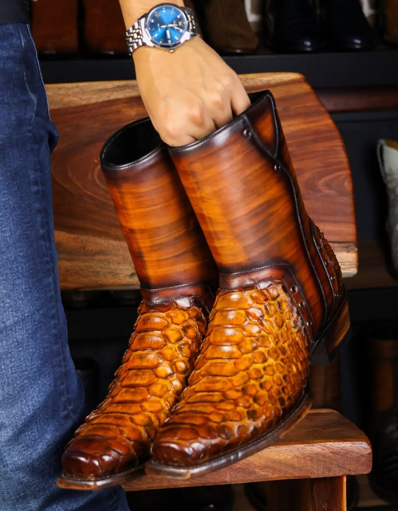 Gator Belly Embossed Ankle Western Boots