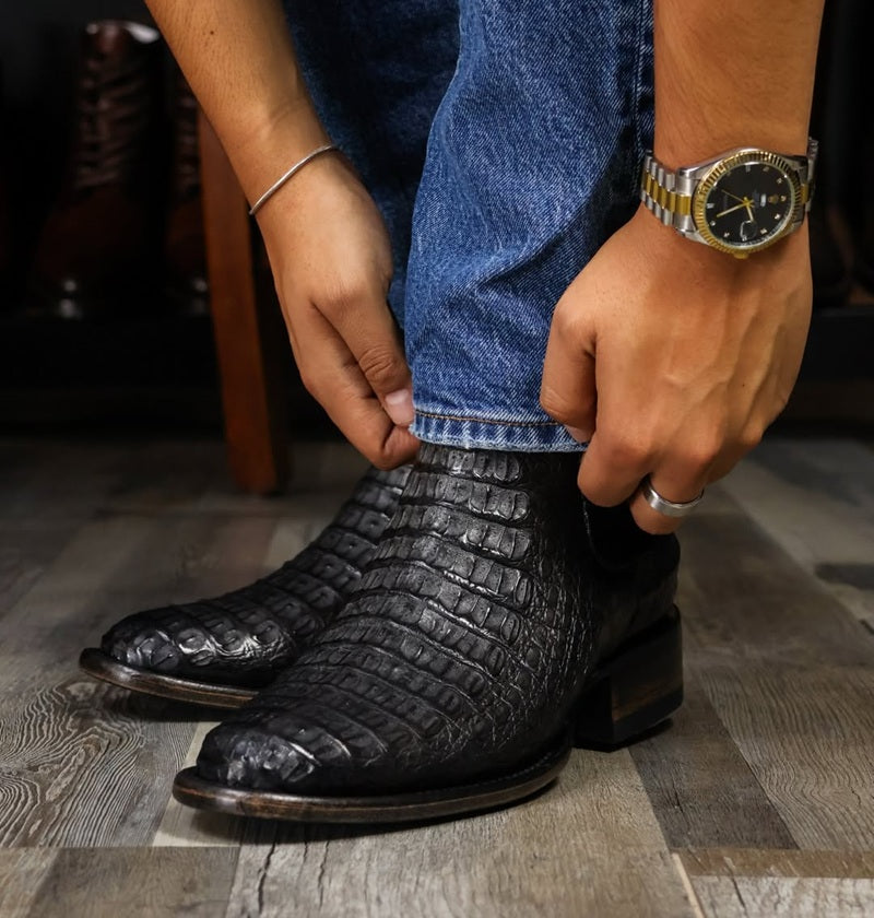 Men's Handmade Crocodile-Embossed Chelsea Boots