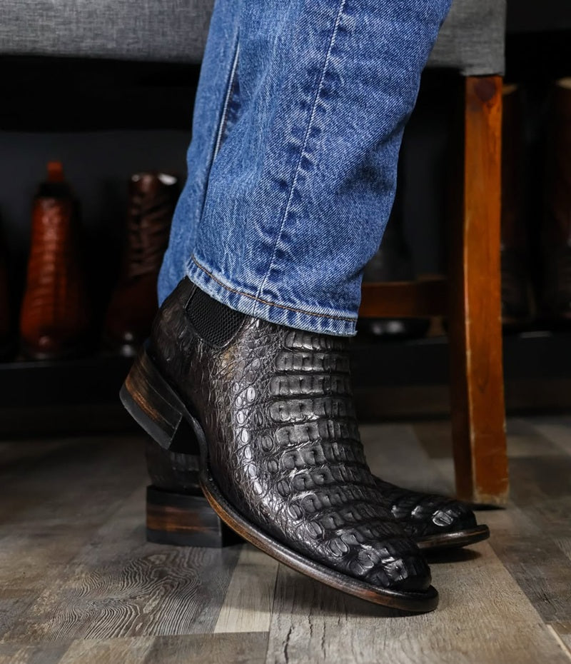 Men's Handmade Crocodile-Embossed Chelsea Boots