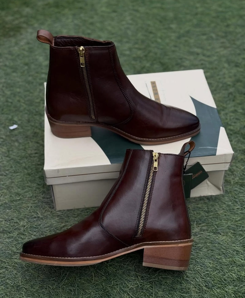 Men's Leather Point-Toe Ankle Boots