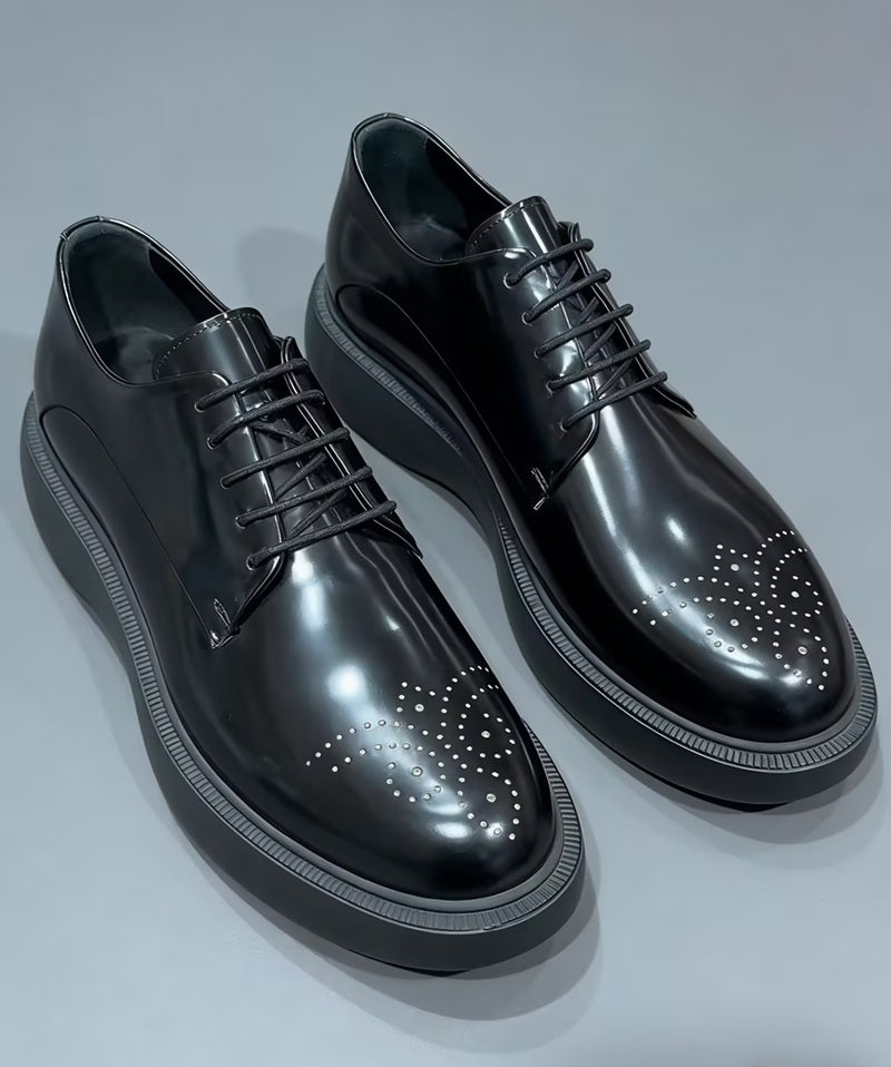 Premium Black Leather Platform Shoes