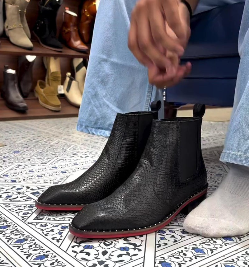 Men's Crocodile-Embossed Chelsea Boots