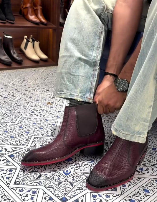Men's Crocodile-Embossed Chelsea Boots
