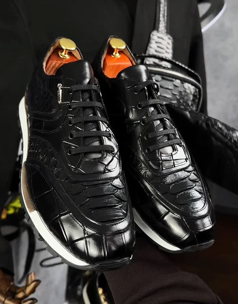 Gator Embossed Chunky Sneakers