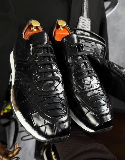 Gator Embossed Chunky Sneakers