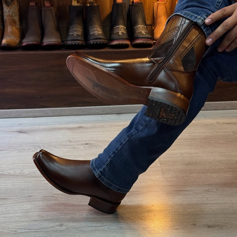 Vintage Stitched Leather Western Ankle Boots