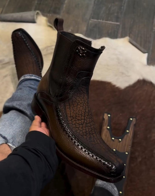 Men’s Croc Print Western Ankle Boots