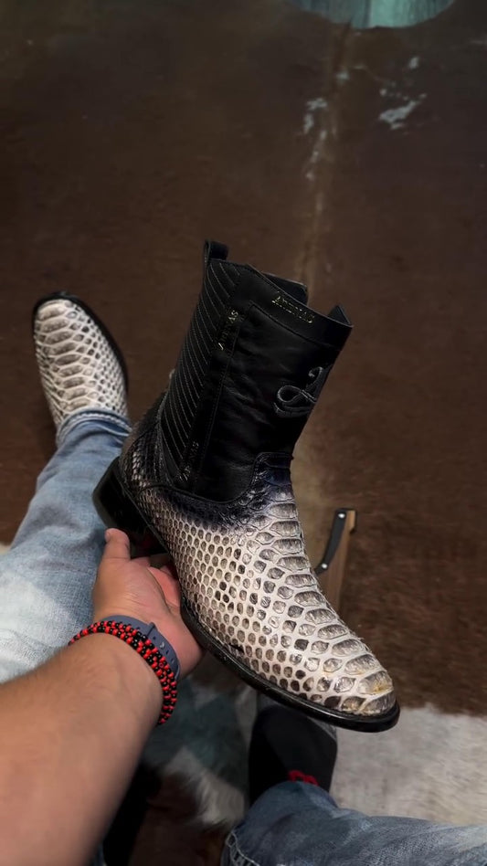 Ombre Python Pattern Zipper Western Cowboy Boots