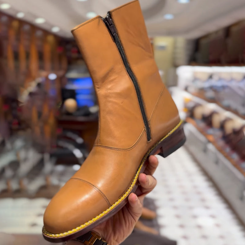 Men's Buckle Zip Up Boots