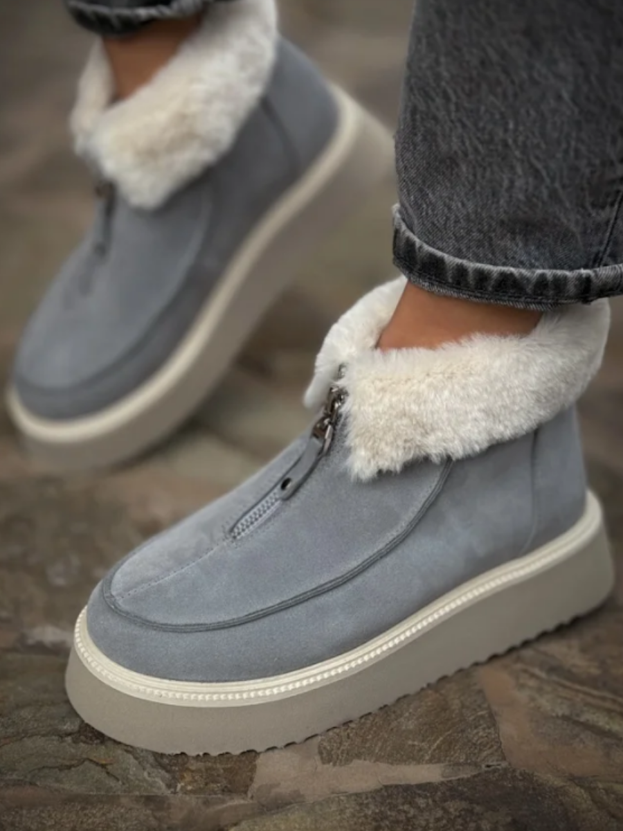 Plush Zipper Snow Boots