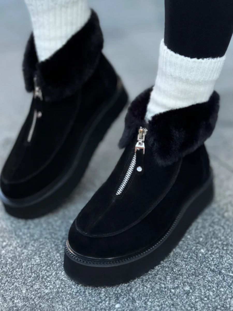 Plush Zipper Snow Boots