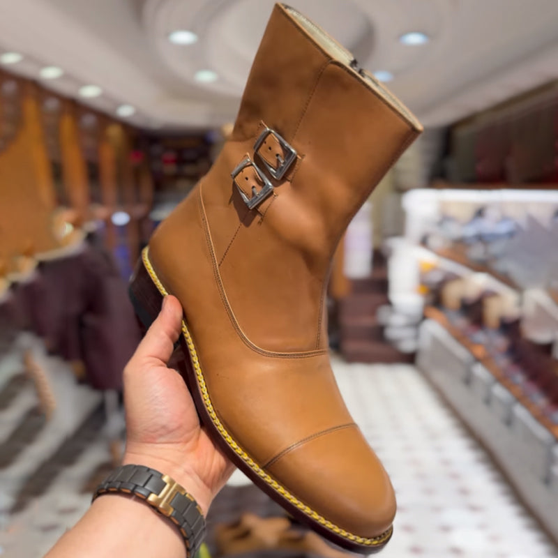 Men's Buckle Zip Up Boots