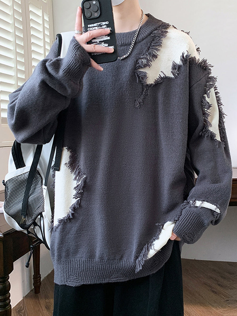 Men's Distressed Knitted Sweater