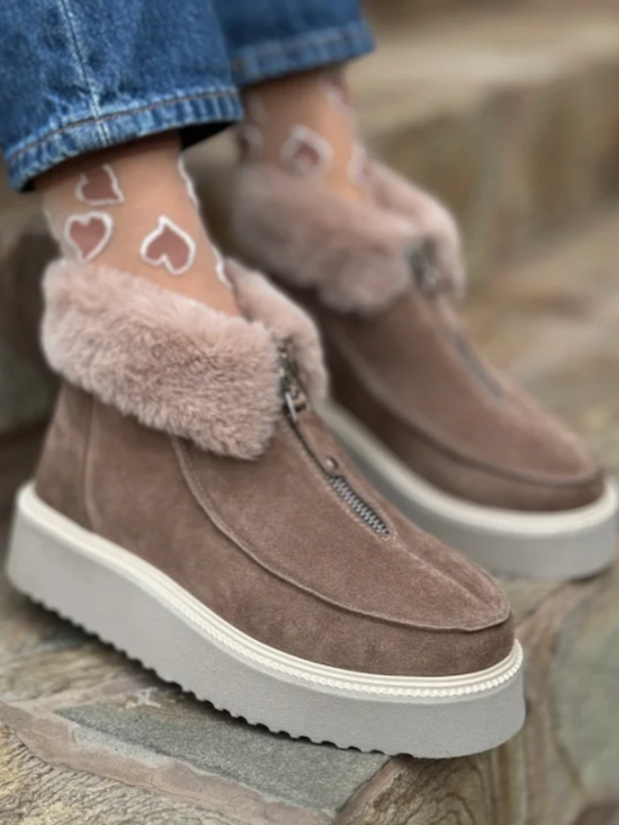 Plush Zipper Snow Boots