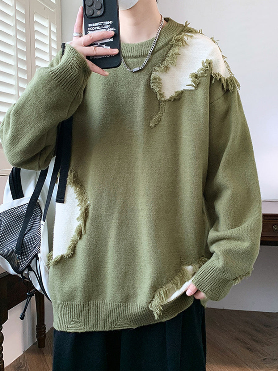Men's Distressed Knitted Sweater