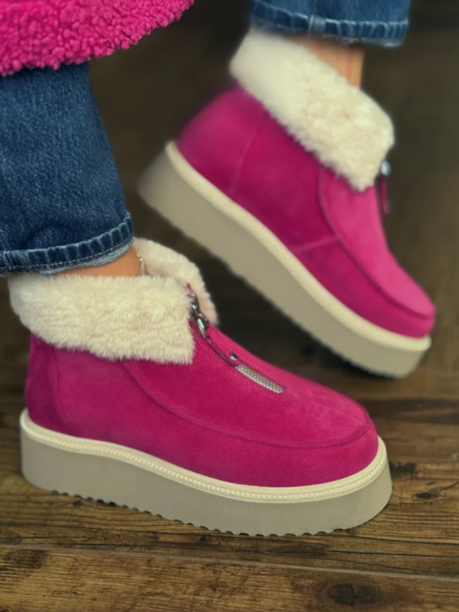 Plush Zipper Snow Boots