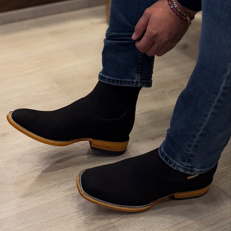 Men’s Short Ankle Boots Square Toe Handcrafted Rodeo Cowboy Boots