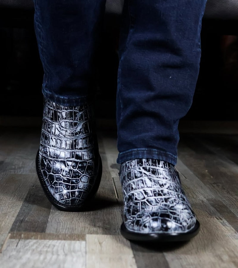 Silver-Grey Crocodile Western Boots