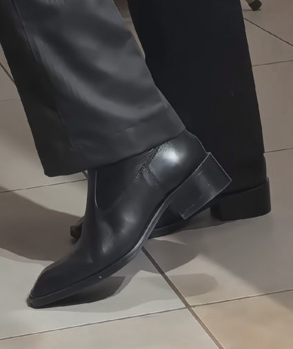 Squared-Toe Leather Chelsea Dress Boots