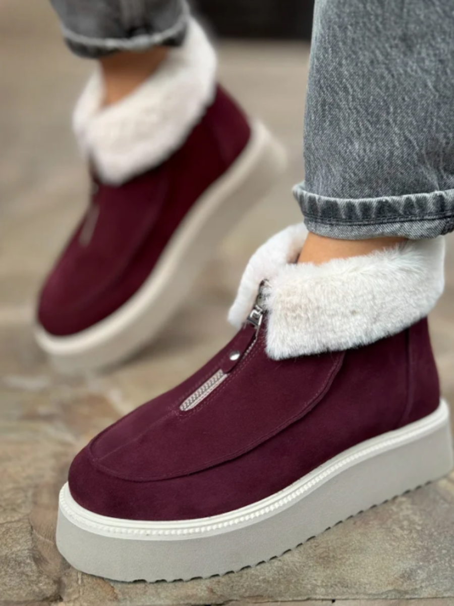 Plush Zipper Snow Boots
