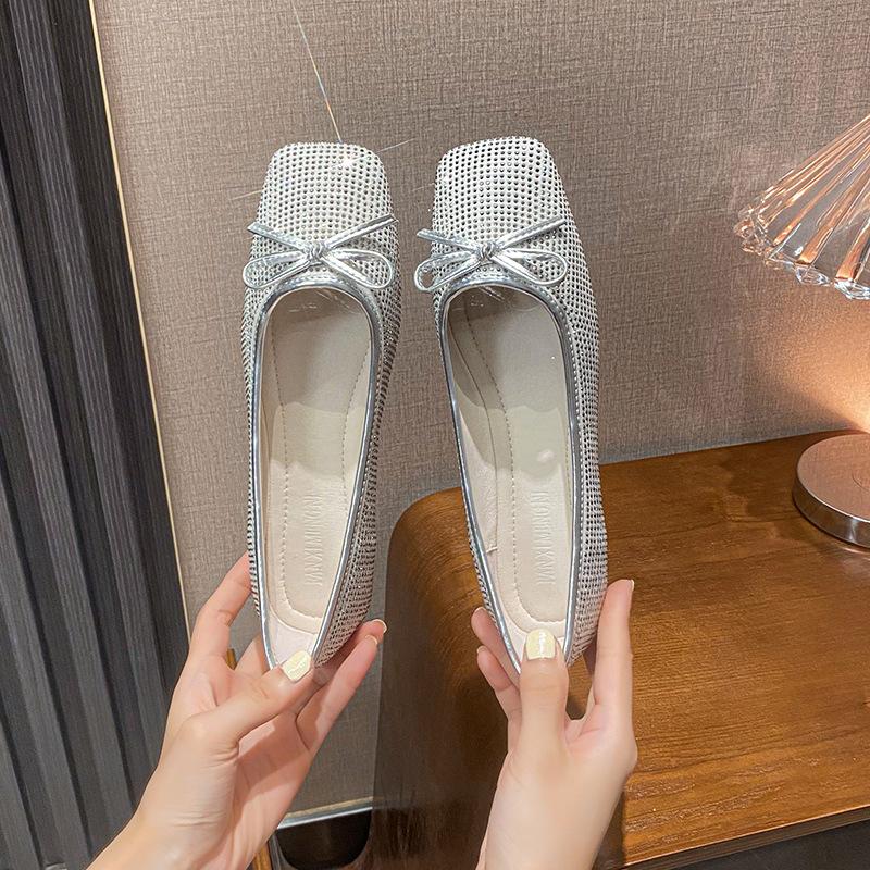 New All-match Bow Rhinestone Flats