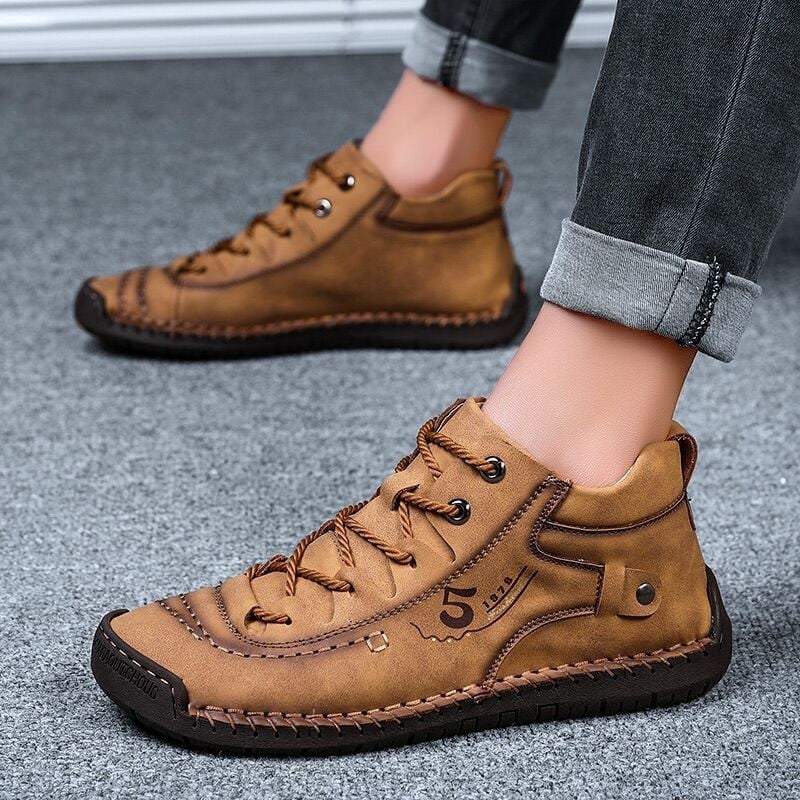 Men's Casual Leather Vintage Hand Stitching Ankle Boots