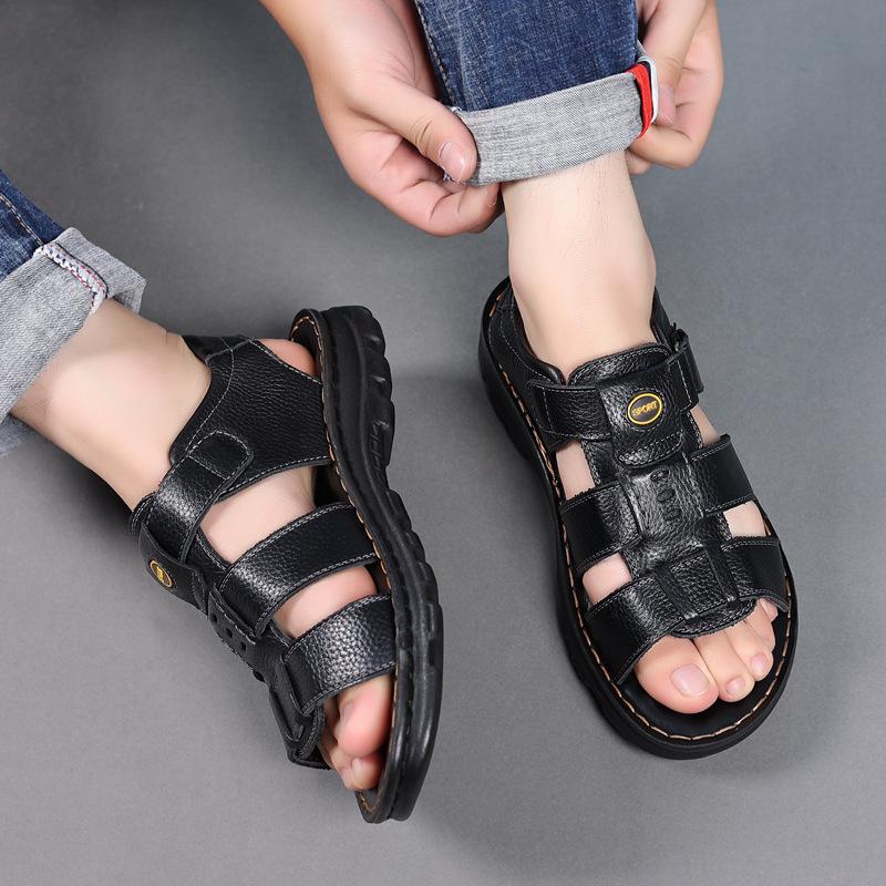 Men's Leather Anti-slip Breathable Soft-soled Sandals