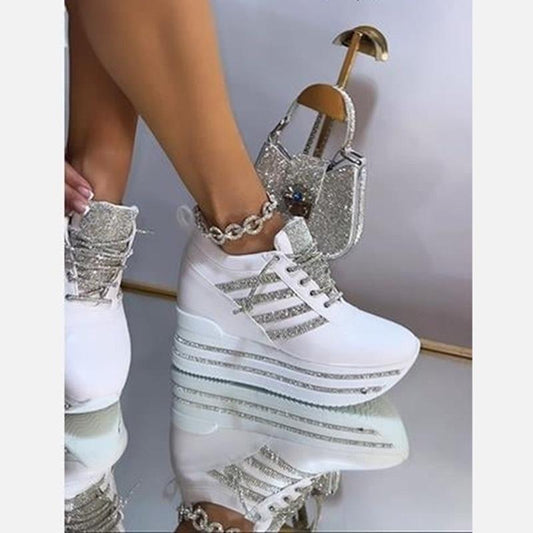 Santio Crystal Stone Hidden Heel Sneakers