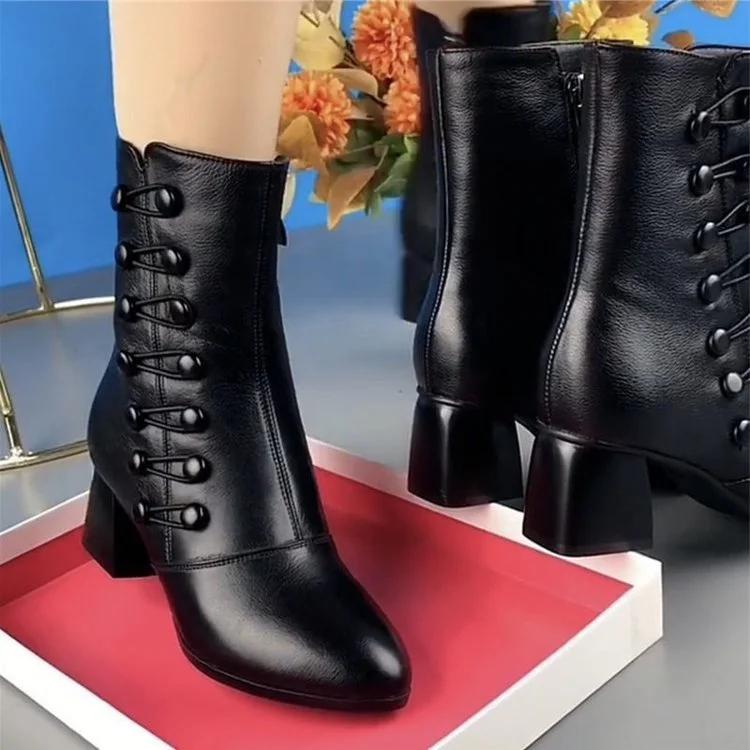 Women Warm Side Butto Leather Ankle Boots(Buy 2 Free Shipping✔️)