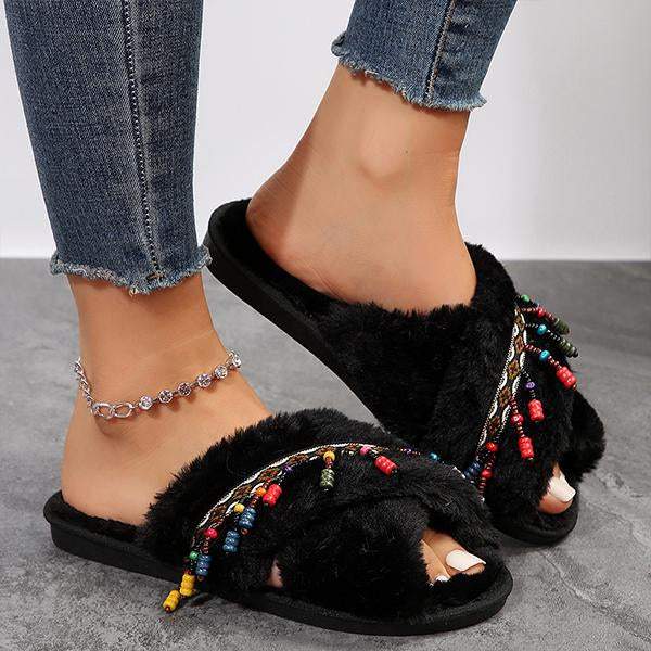 Women's Fashionable Casual Cross Ethnic Style Cotton Slippers