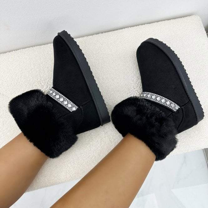 Black Crystal Deluxe Diamond Ugg Style Boots