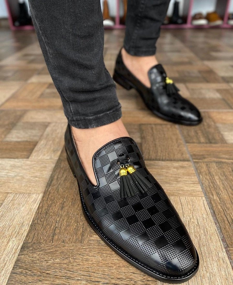 Hpirezzi Chess-Print Leather Shoes