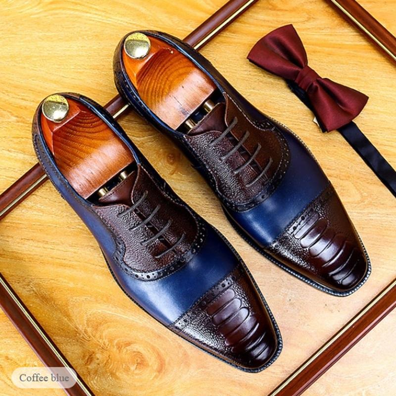 Men's Italian Leather Non-Slip Lace-Up Shoes