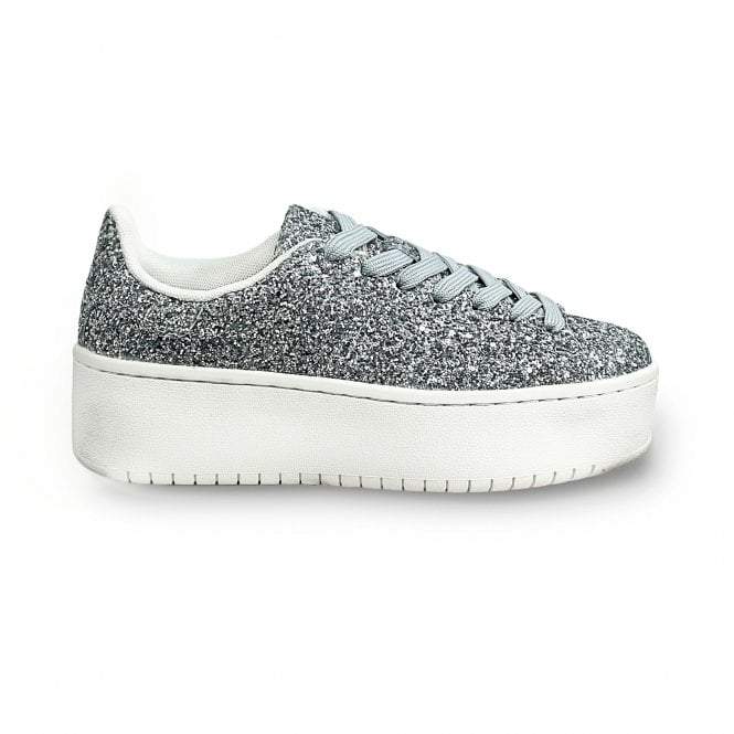 Silver Glitter Encore Wedge Trainers