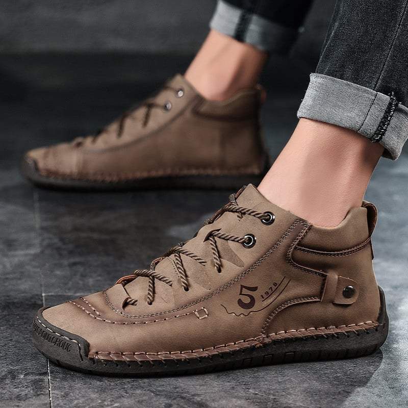 Men's Casual Leather Vintage Hand Stitching Ankle Boots