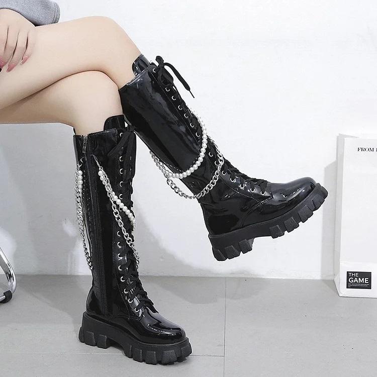 Casial Autumn Removable Decoration Combat Boots