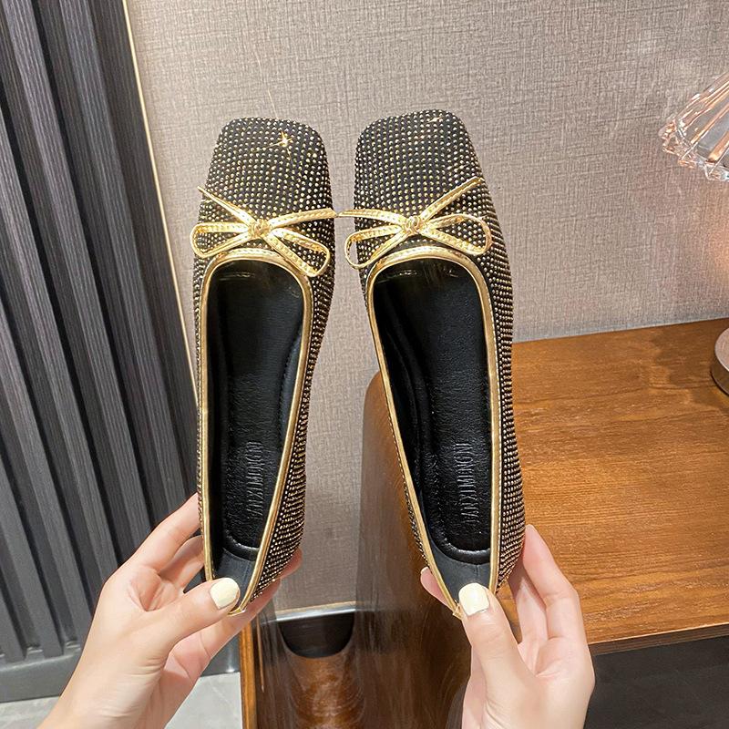 New All-match Bow Rhinestone Flats