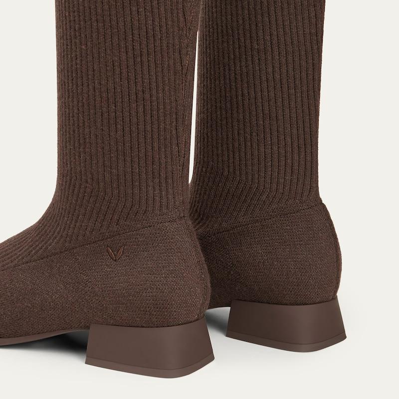 Square-Toe Water Repellent Wool Knee-High Boots