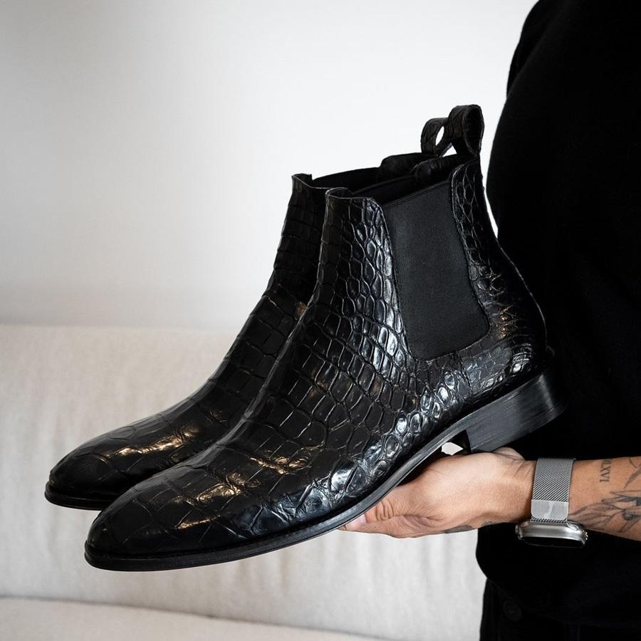 Edward Crocodile Leather Ankle Boots