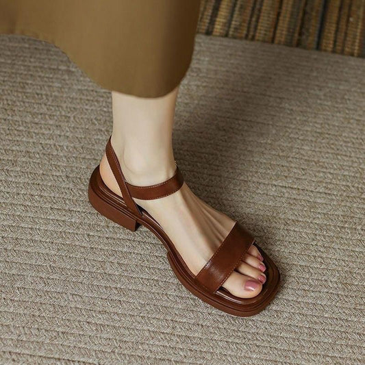 Women's Leather Low-Heel Sandals