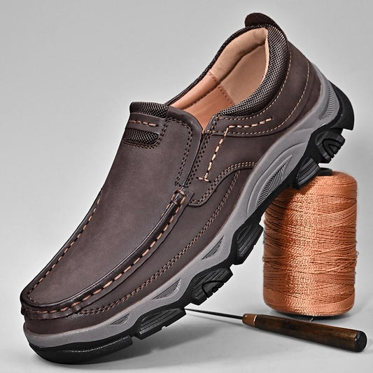 Men's Casual Walking Shoes Genuine Leather Slip-On Loafers