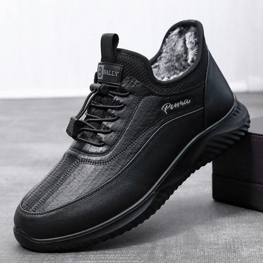 Men's Winter Fleece-lined Thickened Warm Non-slip Soft-soled Cotton Shoes