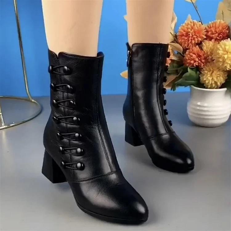 Women Warm Side Butto Leather Ankle Boots(Buy 2 Free Shipping✔️)